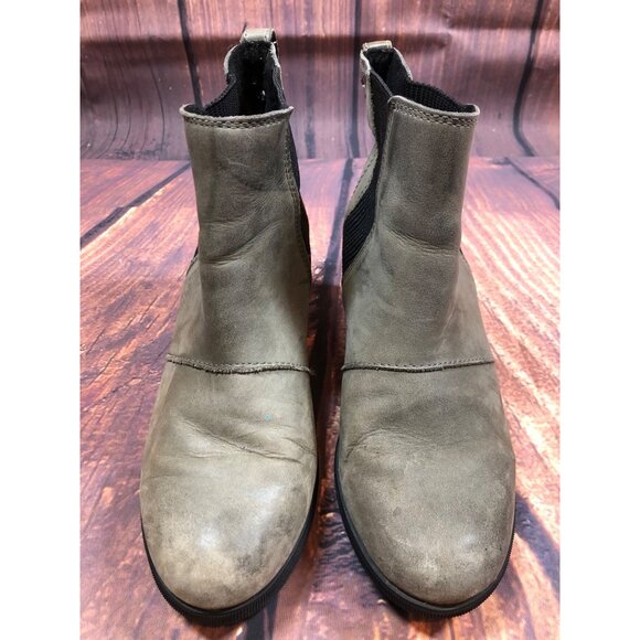 Sorel Joan Of Arctic Taupe Leather Wedge Chelsea Boots Womens 6.5 (e8n) - Picture 2 of 6